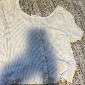 double zero brand cream button shirt with frills